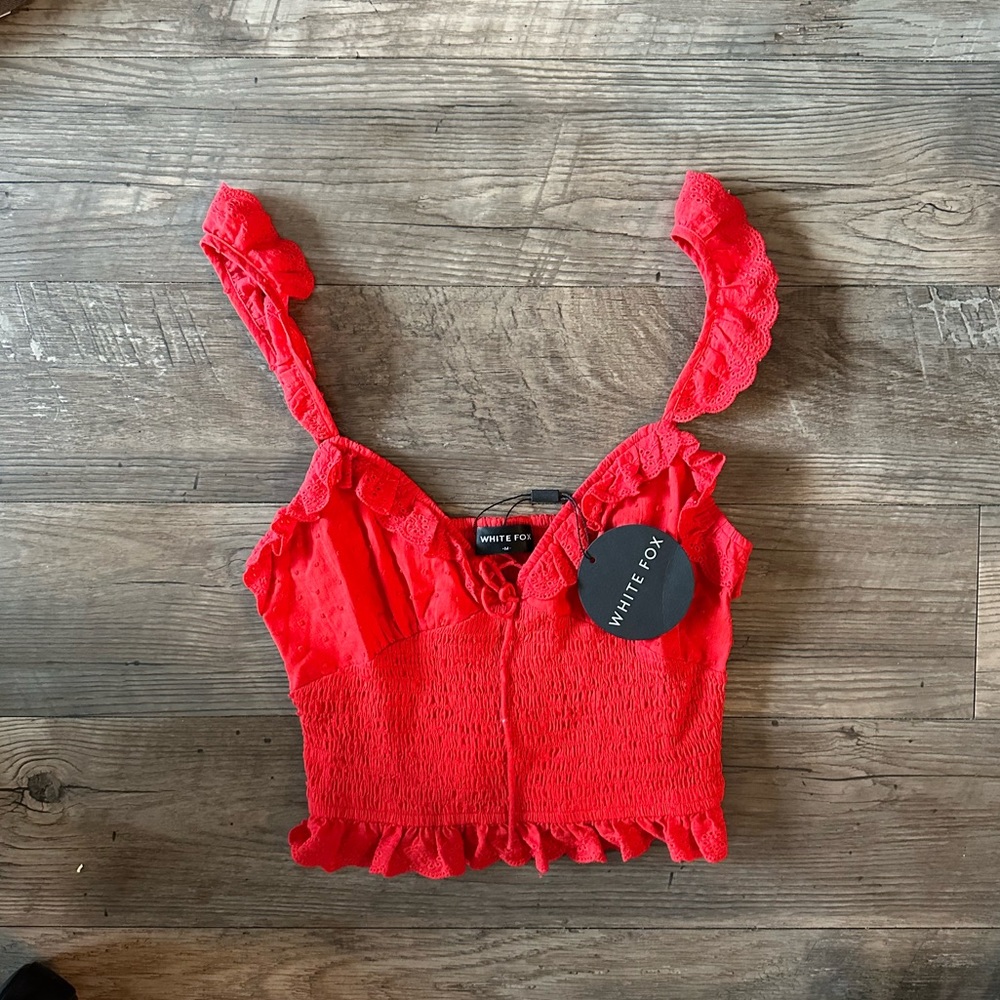 White Fox, Moodboard Crop, Color: Red, Size, M (NEW W TAGS)